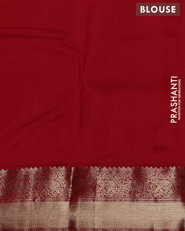 Pure kanchipuram silk saree deep maroon and red with zari woven buttas and zari woven korvai border