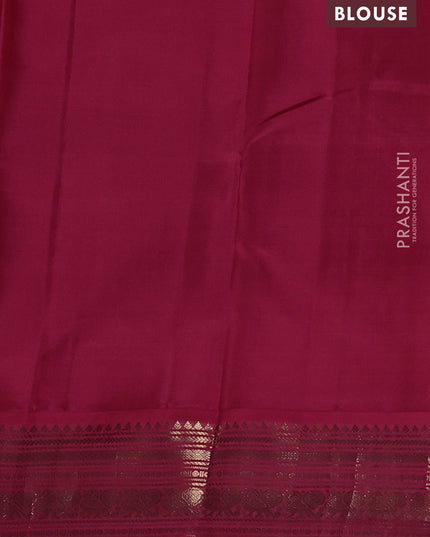 Pure kanchipuram silk saree blue and pink shade with zari woven buttas and zari woven korvai border