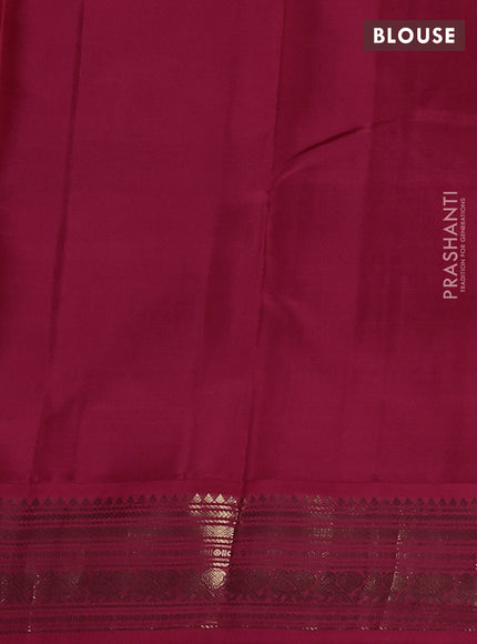 Pure kanchipuram silk saree blue and pink shade with zari woven buttas and zari woven korvai border