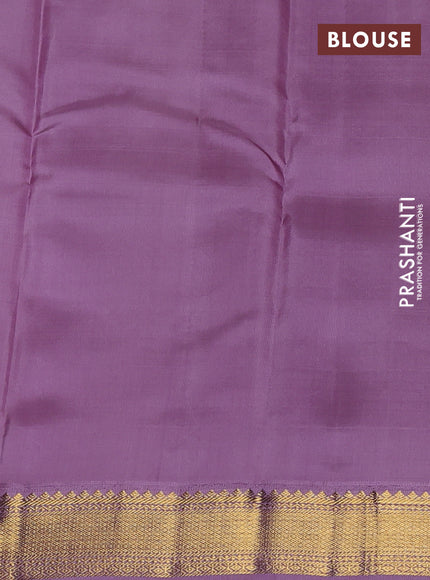 Pure kanchipuram silk saree red and lavender with allover checks & buttas and zari woven korvai border