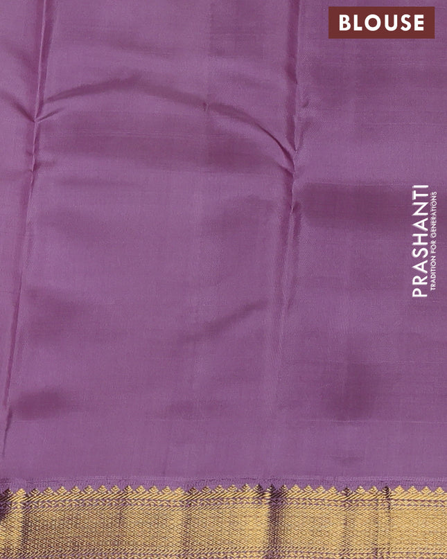 Pure kanchipuram silk saree red and lavender with allover checks & buttas and zari woven korvai border