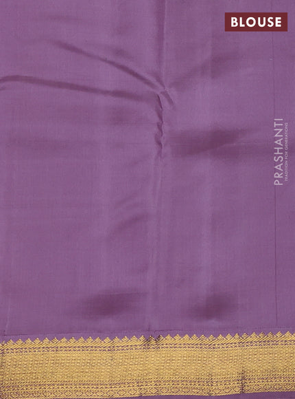 Pure kanchipuram silk saree dual shade of blue and lavender with allover checks & buttas and zari woven korvai border