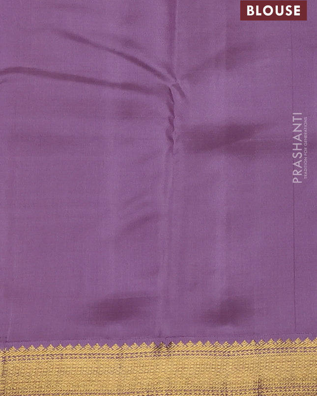 Pure kanchipuram silk saree dual shade of blue and lavender with allover checks & buttas and zari woven korvai border