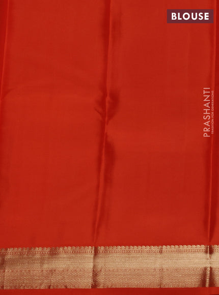 Pure kanchipuram silk saree brown and orange with allover zari weaves & buttas and zari woven korvai border