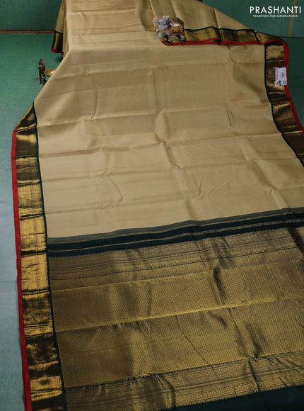 Pure kanchipuram silk saree sandal and green with allover zari weaves and zari woven korvai border