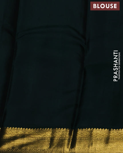 Pure kanchipuram silk saree sandal and green with allover zari weaves and zari woven korvai border