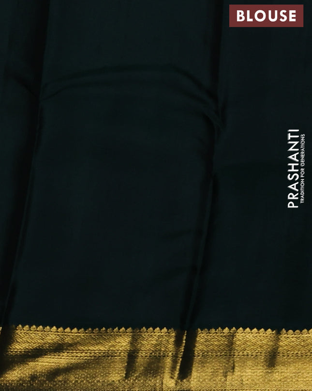 Pure kanchipuram silk saree sandal and green with allover zari weaves and zari woven korvai border