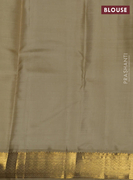 Pure kanchipuram silk saree coffee brown and beige with zari woven buttas and zari woven korvai border