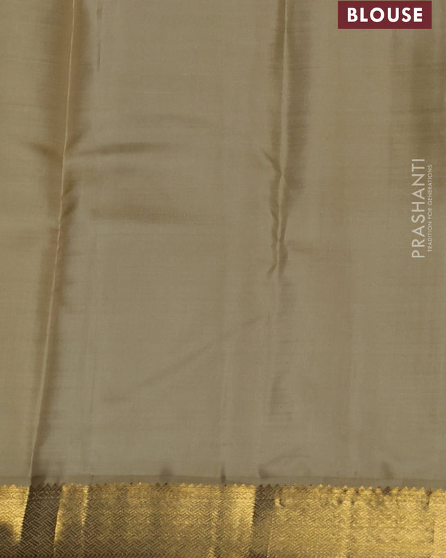 Pure kanchipuram silk saree coffee brown and beige with zari woven buttas and zari woven korvai border