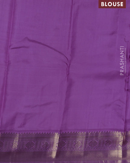 Pure kanchipuram silk saree green and lavender with zari woven buttas and zari woven korvai border