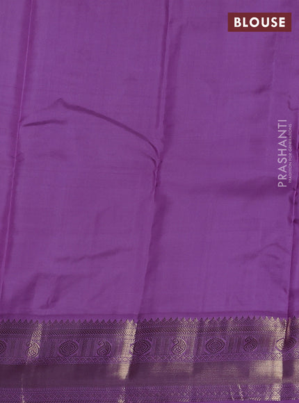 Pure kanchipuram silk saree green and lavender with zari woven buttas and zari woven korvai border