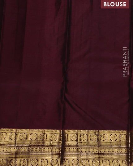 Pure kanchipuram silk saree sap green and maroon with zari woven buttas and zari woven border