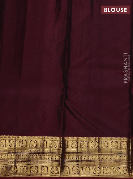 Pure kanchipuram silk saree sap green and maroon with zari woven buttas and zari woven border