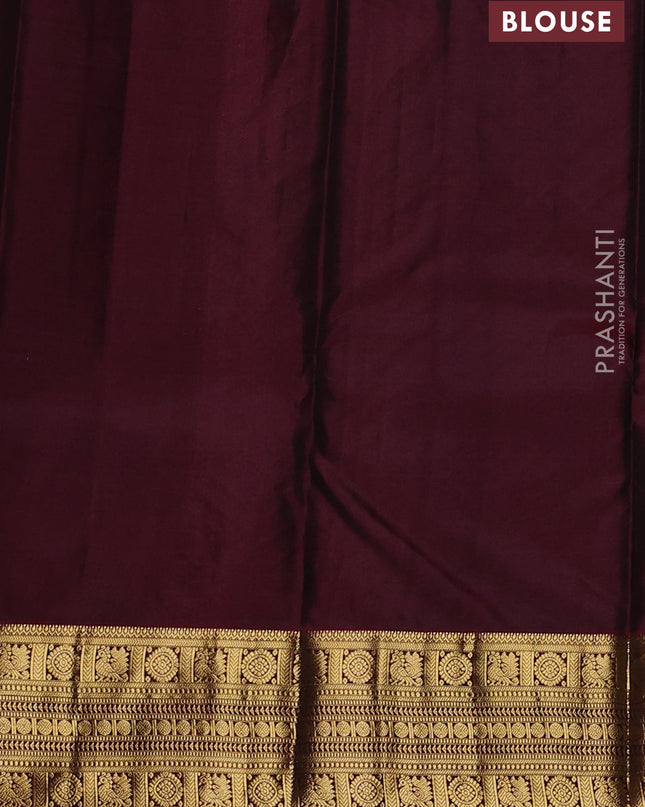 Pure kanchipuram silk saree sap green and maroon with zari woven buttas and zari woven border