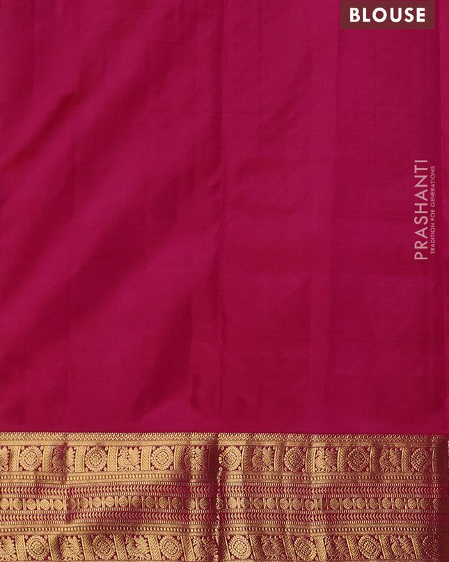 Pure kanchipuram silk saree dual shade of pinkish green with zari woven buttas and zari woven border