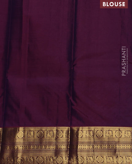 Pure kanchipuram silk saree peacock blue and maroon with zari woven buttas and zari woven border