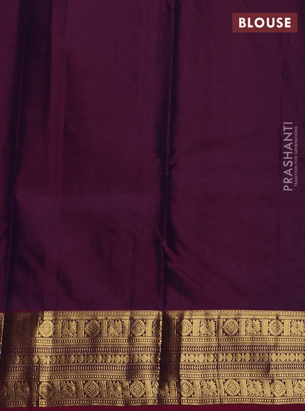 Pure kanchipuram silk saree peacock blue and maroon with zari woven buttas and zari woven border