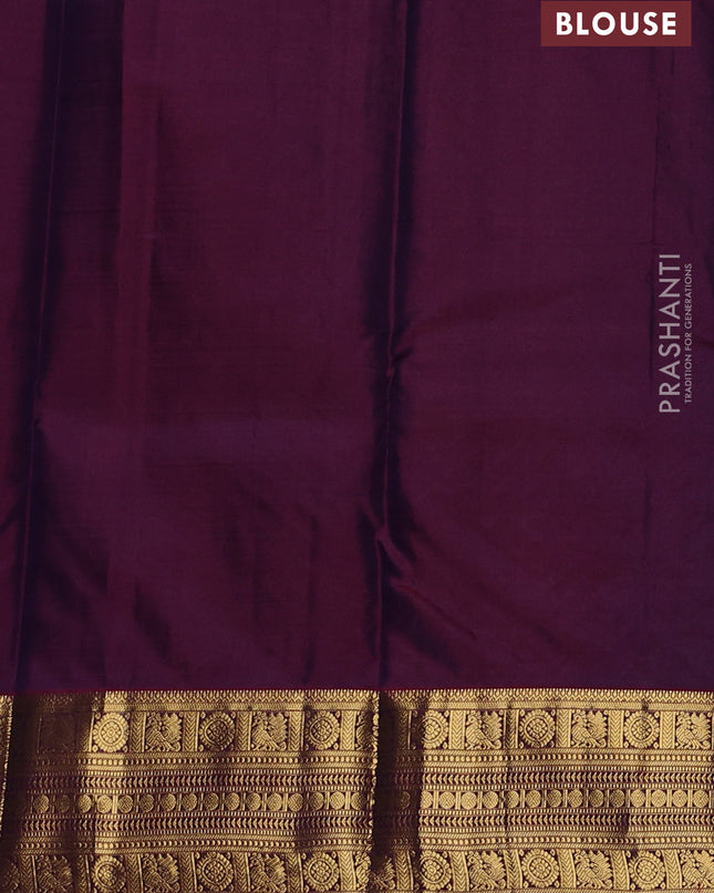 Pure kanchipuram silk saree peacock blue and maroon with zari woven buttas and zari woven border