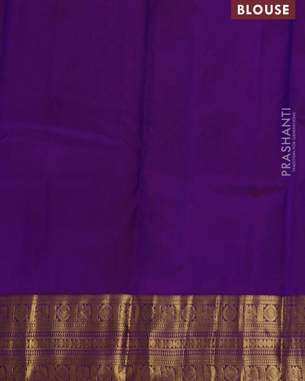 Pure kanchipuram silk saree dual shade of blue and purple with zari woven buttas and zari woven border