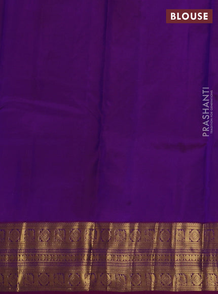 Pure kanchipuram silk saree dual shade of blue and purple with zari woven buttas and zari woven border