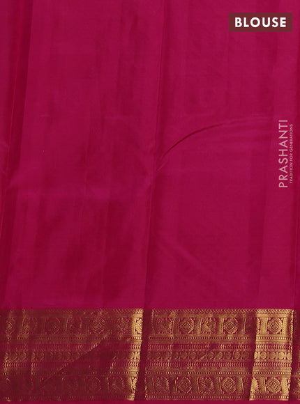 Pure kanchipuram silk saree dual shade of pinkish yellow and pink with zari woven buttas and zari woven border