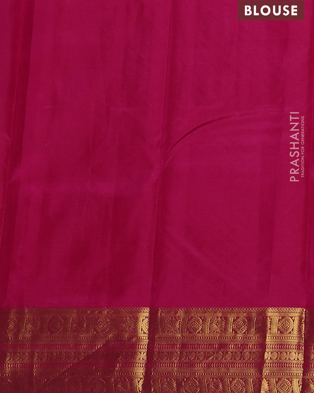 Pure kanchipuram silk saree dual shade of pinkish yellow and pink with zari woven buttas and zari woven border