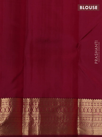 Pure kanchipuram silk saree pinish orange and dark magenta with zari woven buttas and zari woven border