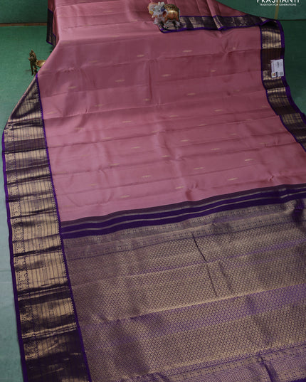 Pure kanchipuram silk saree mauve pink and violet with zari woven buttas and zari woven border