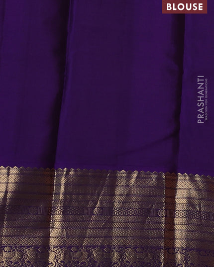 Pure kanchipuram silk saree mauve pink and violet with zari woven buttas and zari woven border