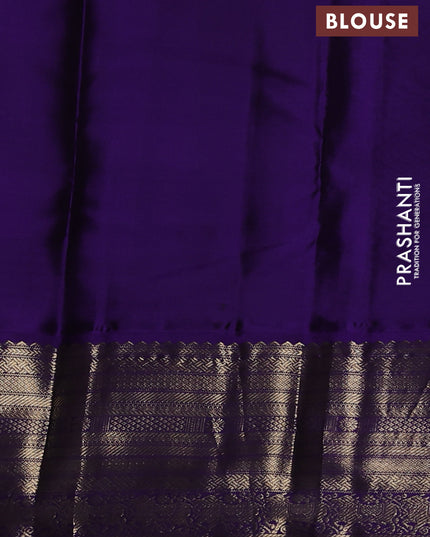 Pure kanchipuram silk saree lime green and violet with zari woven buttas and zari woven border