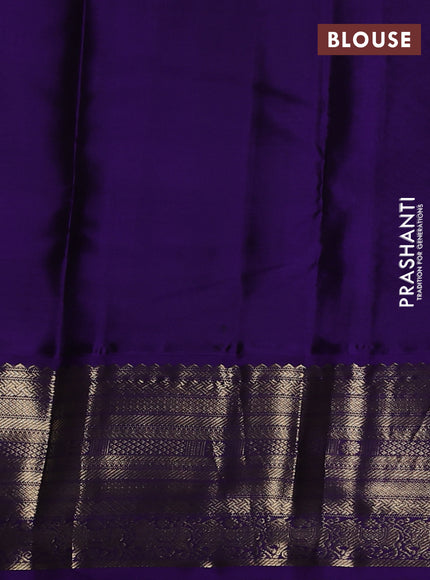 Pure kanchipuram silk saree lime green and violet with zari woven buttas and zari woven border