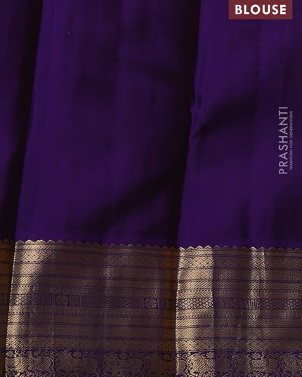 Pure kanchipuram silk saree yellow and violet with zari woven buttas and zari woven border