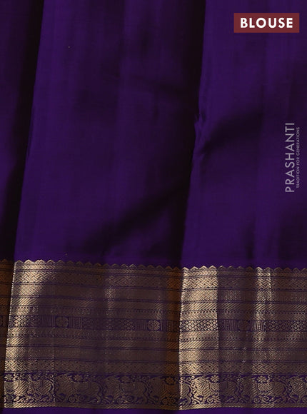Pure kanchipuram silk saree yellow and violet with zari woven buttas and zari woven border