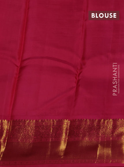 Pure kanchipuram silk saree green and pink with elephant zari woven buttas and zari woven korvai border