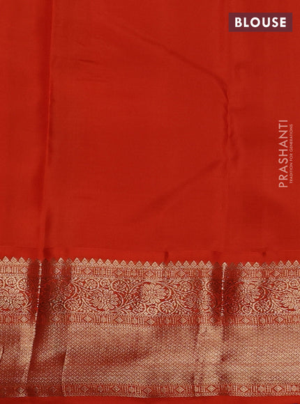 Pure kanchipuram silk saree cs blue and orange with elephant zari woven buttas and zari woven korvai border