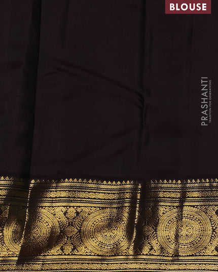 Pure kanchipuram silk saree grey and deep brown with zari woven buttas and long zari woven korvai border