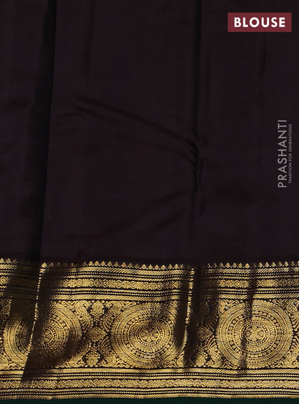 Pure kanchipuram silk saree grey and deep brown with zari woven buttas and long zari woven korvai border