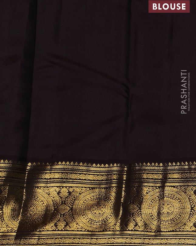 Pure kanchipuram silk saree grey and deep brown with zari woven buttas and long zari woven korvai border