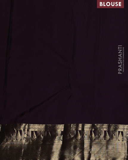 Pure kanchipuram silk saree wine shade and orange with allover zari butta weaves and zari woven border