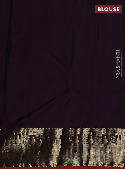 Pure kanchipuram silk saree wine shade and orange with allover zari butta weaves and zari woven border