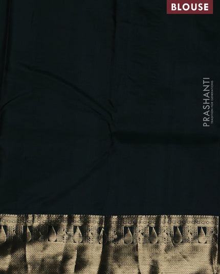 Pure kanchipuram silk saree bottle green and orange with allover zari butta weaves and zari woven border