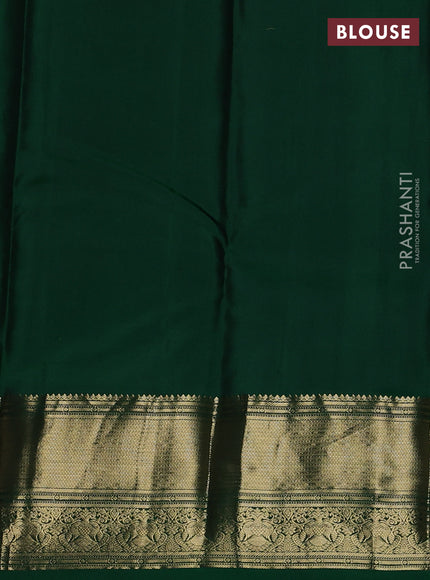 Pure kanchipuram silk saree mehendi green and green with allover zari checked pattern and zari woven border