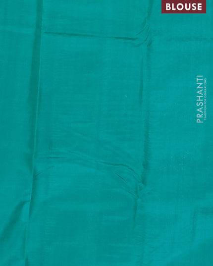 Pure kanchipuram silk saree purple and teal blue with allover zari checked pattern in borderless style