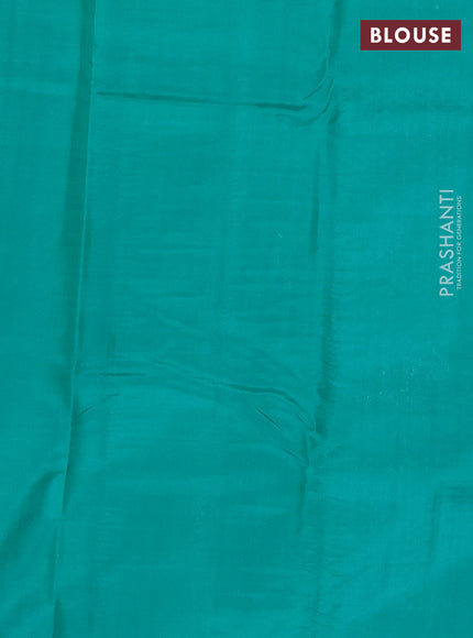Pure kanchipuram silk saree purple and teal blue with allover zari checked pattern in borderless style