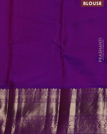 Pure kanchipuram silk saree coffee brown and teal blue with allover zari checked pattern in borderless style