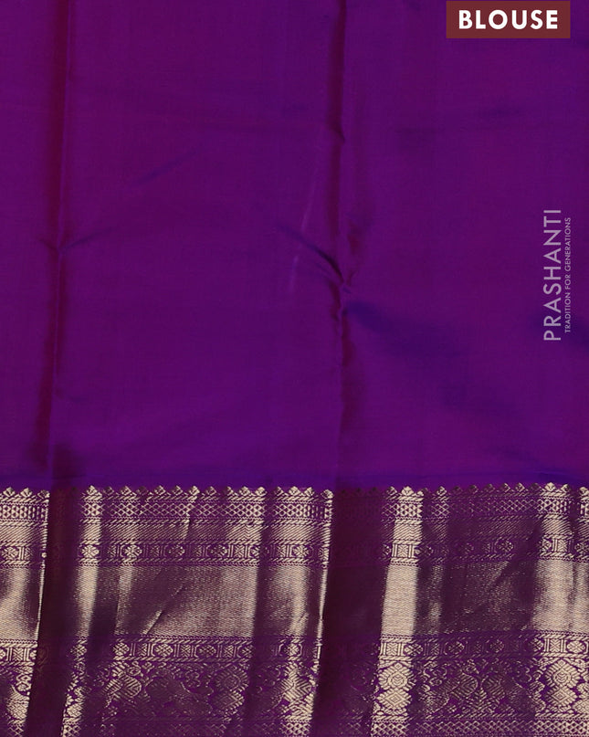 Pure kanchipuram silk saree coffee brown and teal blue with allover zari checked pattern in borderless style