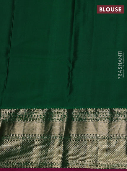 Pure kanchipuram silk saree red and green with allover zari checked pattern and long zari woven korvai border
