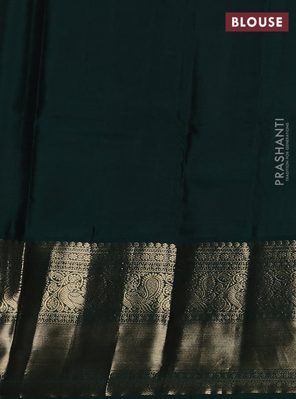 Pure kanchipuram silk saree red and dark green with zari woven buttas and long zari woven korvai border