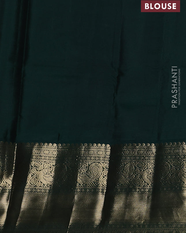 Pure kanchipuram silk saree red and dark green with zari woven buttas and long zari woven korvai border