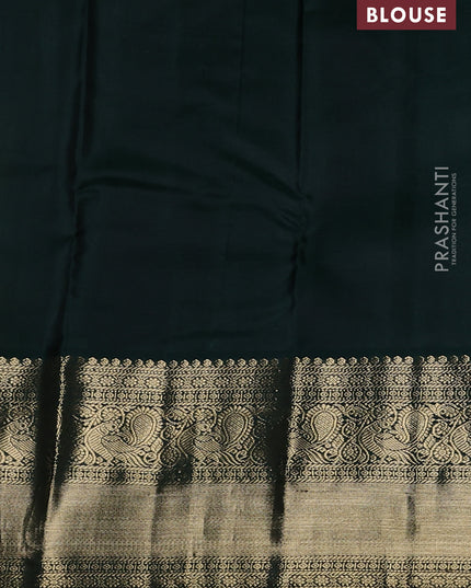 Pure kanchipuram silk saree lime yellow and dark green with zari woven buttas and long zari woven korvai border